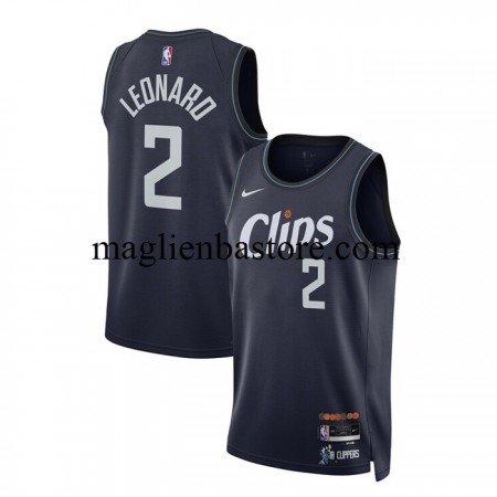 Maglia NBA Los Angeles Clippers Kawhi Leonard 2 Nike 2023-2024 City Edition Navy Swingman - Uomo
